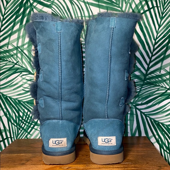 UGG Teal Green Bailey Button Triplet Sheepskin Boots Women’s 7 1873 - Picture 5 of 11